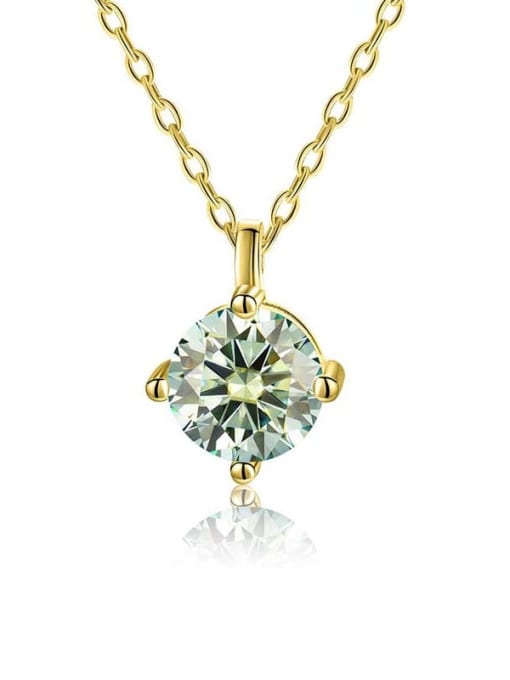 Blue-green Mausang diamond [gold] 925 Sterling Silver Moissanite Geometric Dainty Necklace